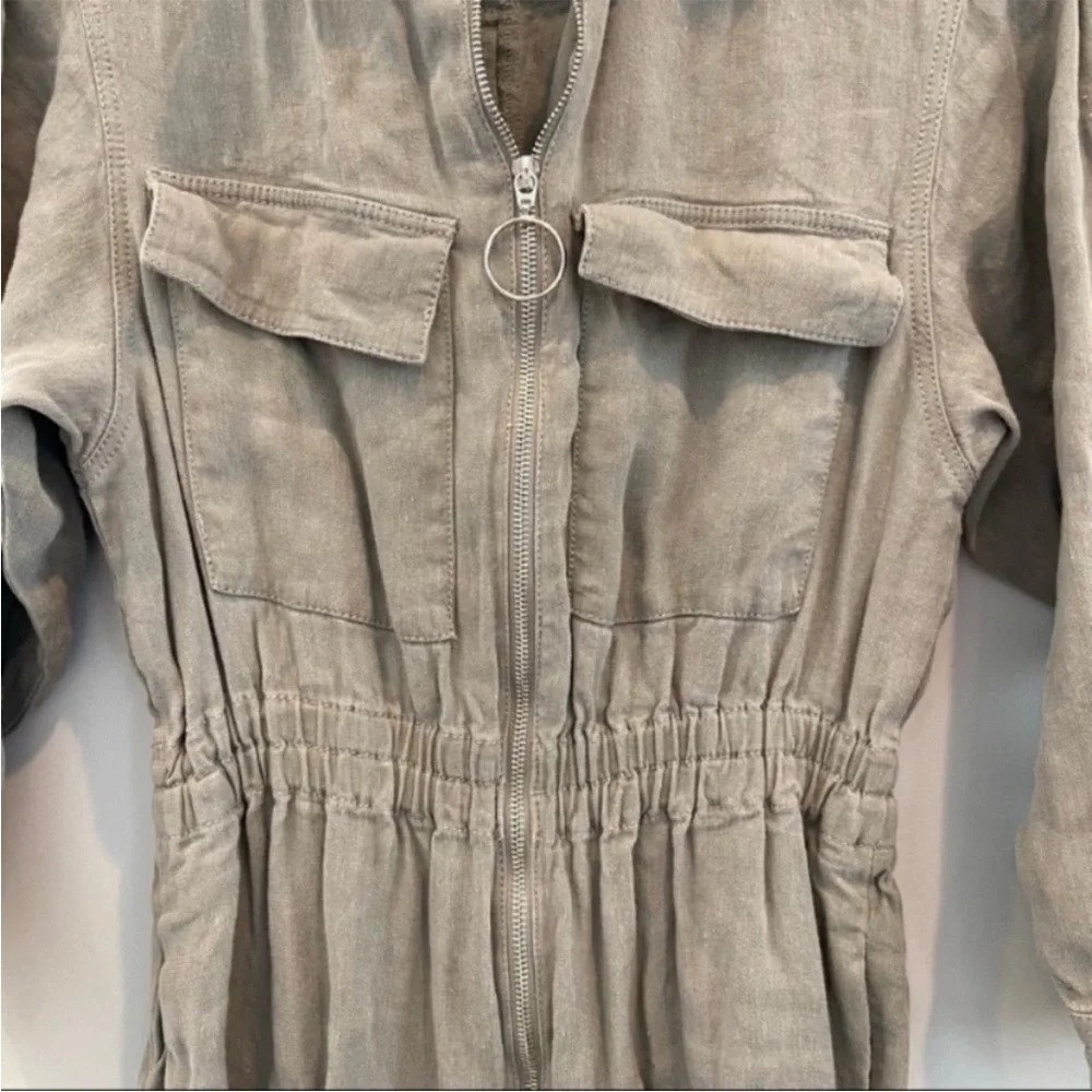 ZARA Studio Canvas Linen Utility Jumpsuit XS BLOGGER FAVORITE